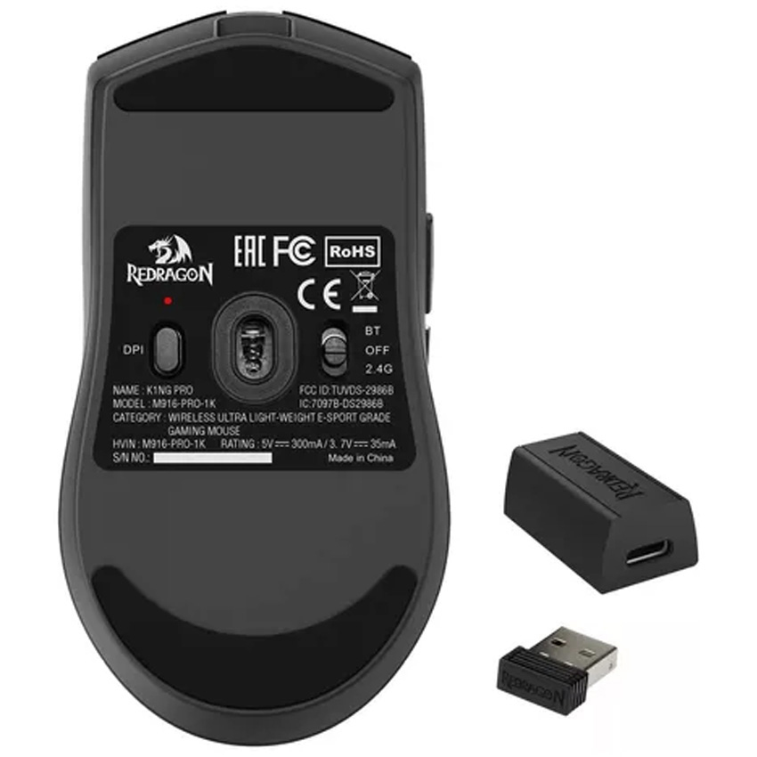 Mouse Inalambrico Redragon K1ng Pro 26000 Dpi Negro